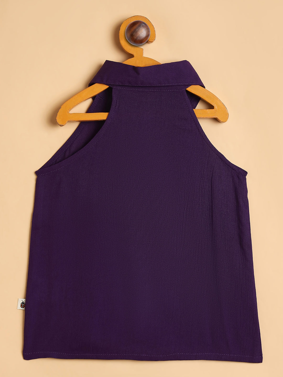 Girls Ankle Length Solid Top With Pants - Purple