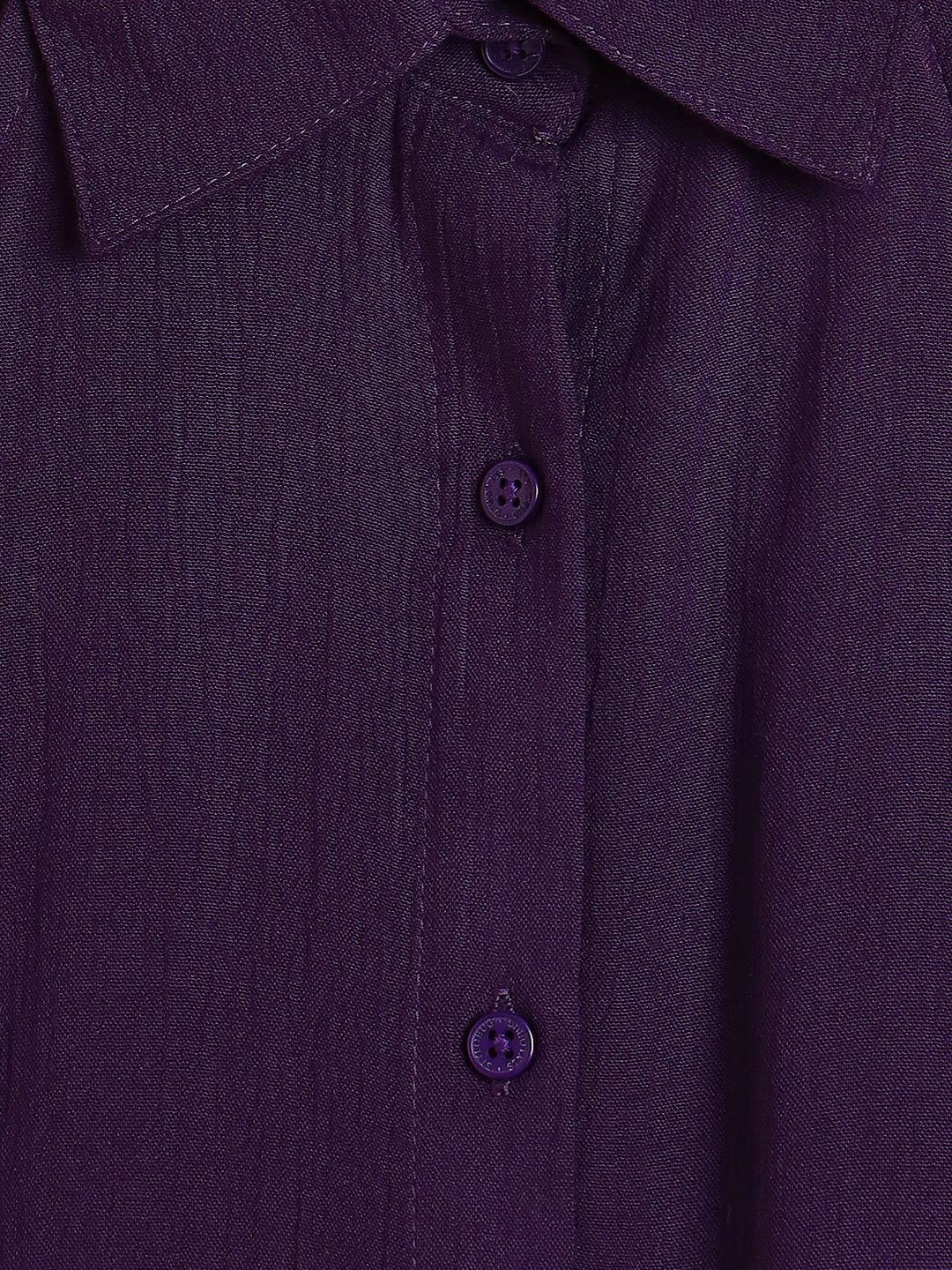 Girls Ankle Length Solid Top With Pants - Purple