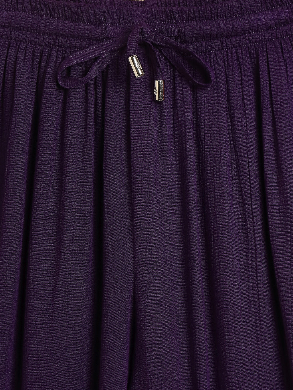 Girls Ankle Length Solid Top With Pants - Purple