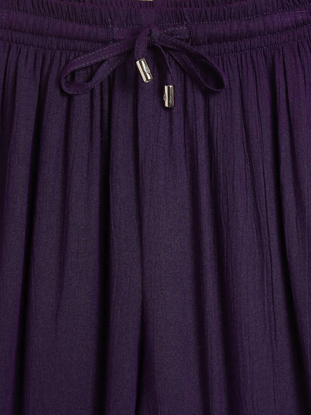 Girls Ankle Length Solid Top With Pants - Purple