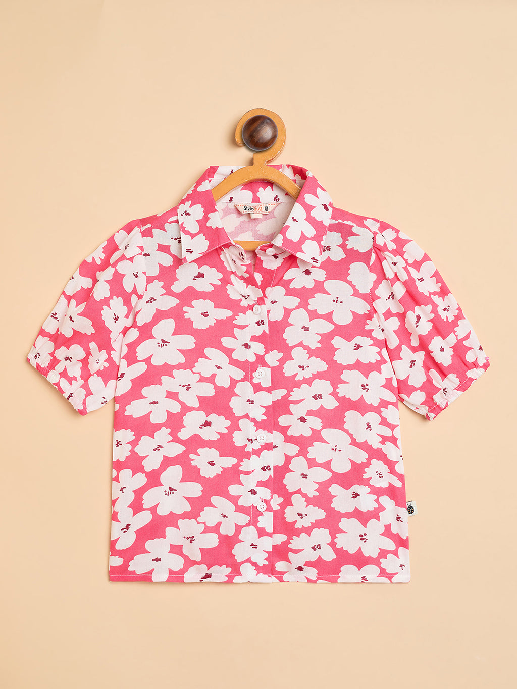 Girls Waist Length All over Print Top - Red