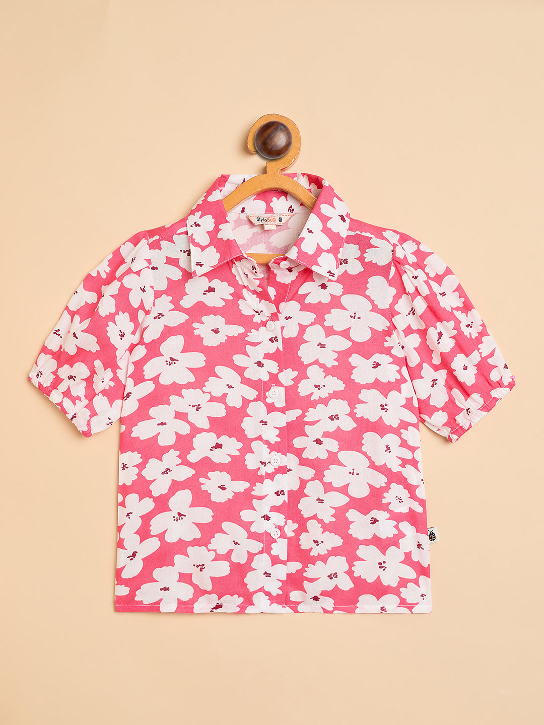 Girls Waist Length All over Print Top - Red