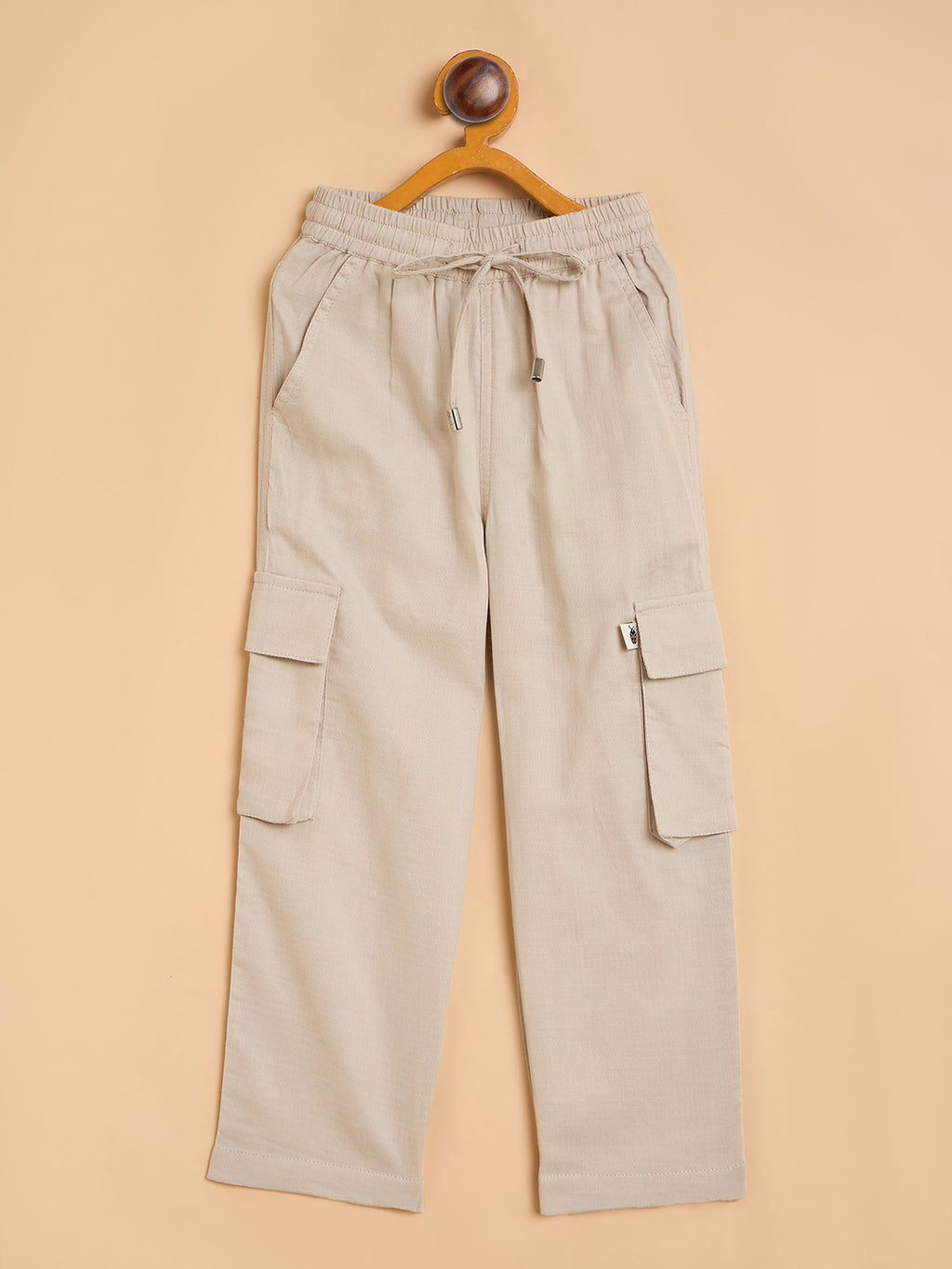 Unisex Ankle Length Solid Cargo Pants - Cream