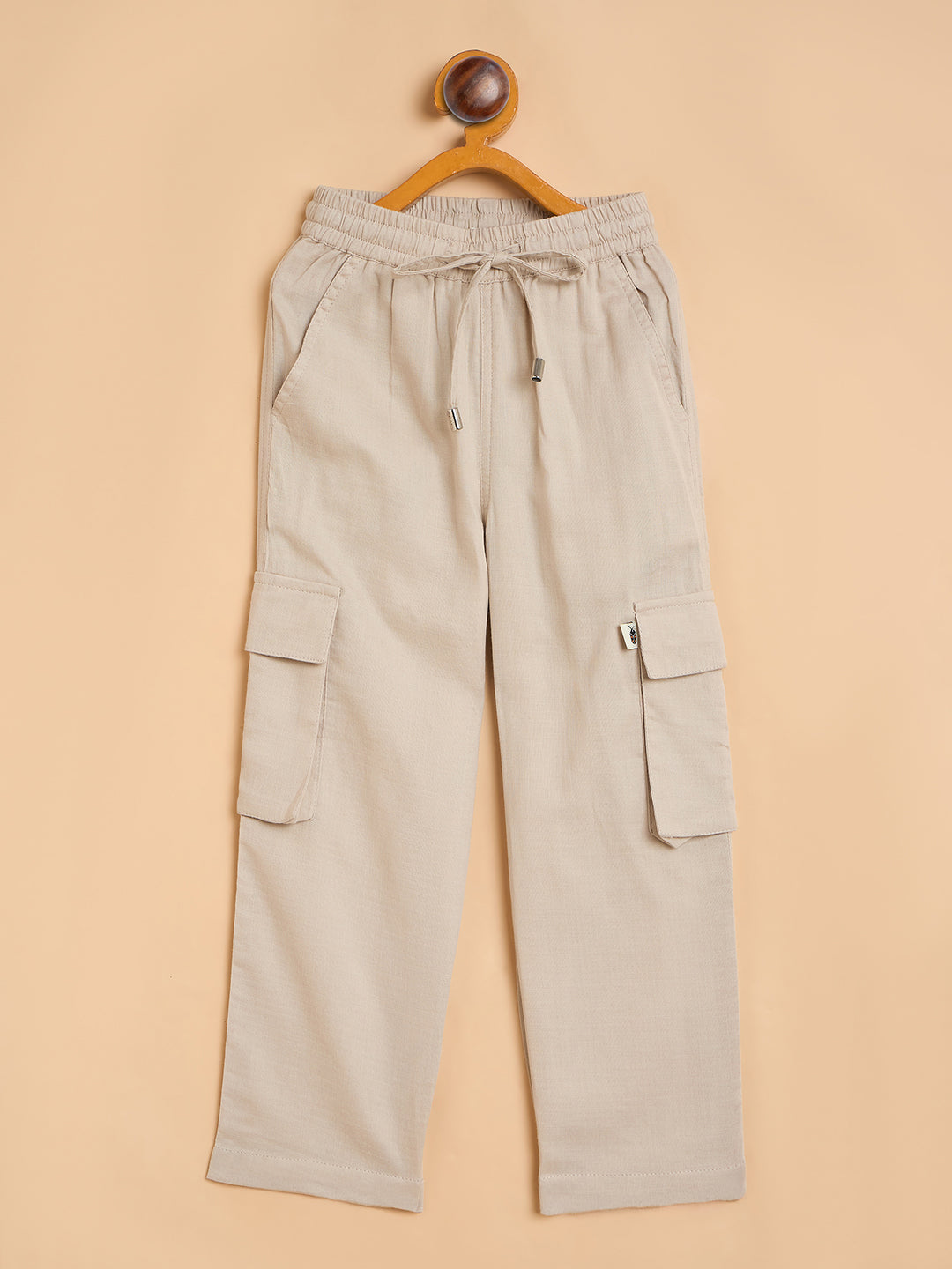 Unisex Ankle Length Solid Cargo Pants - Cream