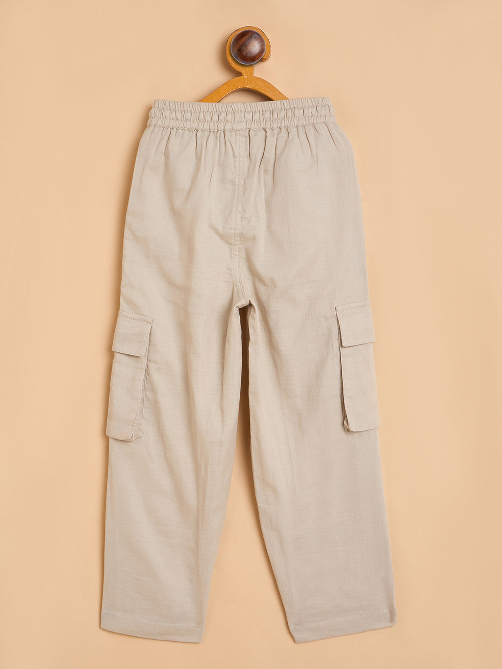 Unisex Ankle Length Solid Cargo Pants - Cream