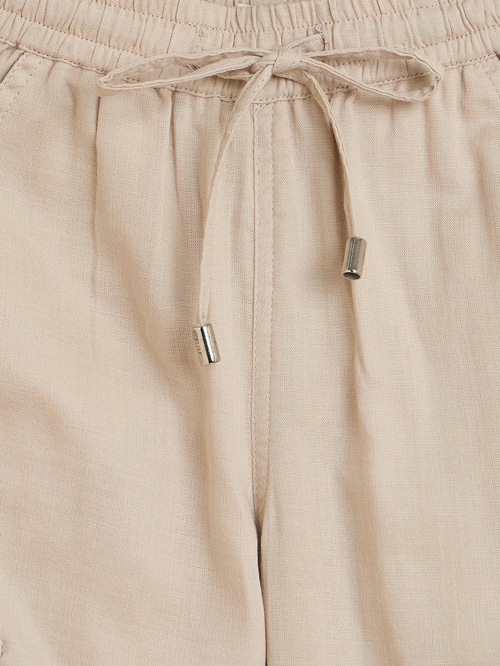 Unisex Ankle Length Solid Cargo Pants - Cream