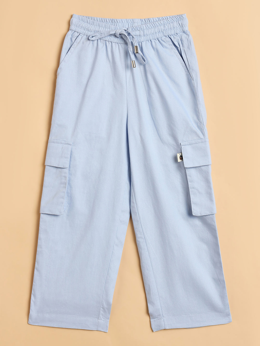 Unisex Ankle Length Solid Cargo Pants - Blue