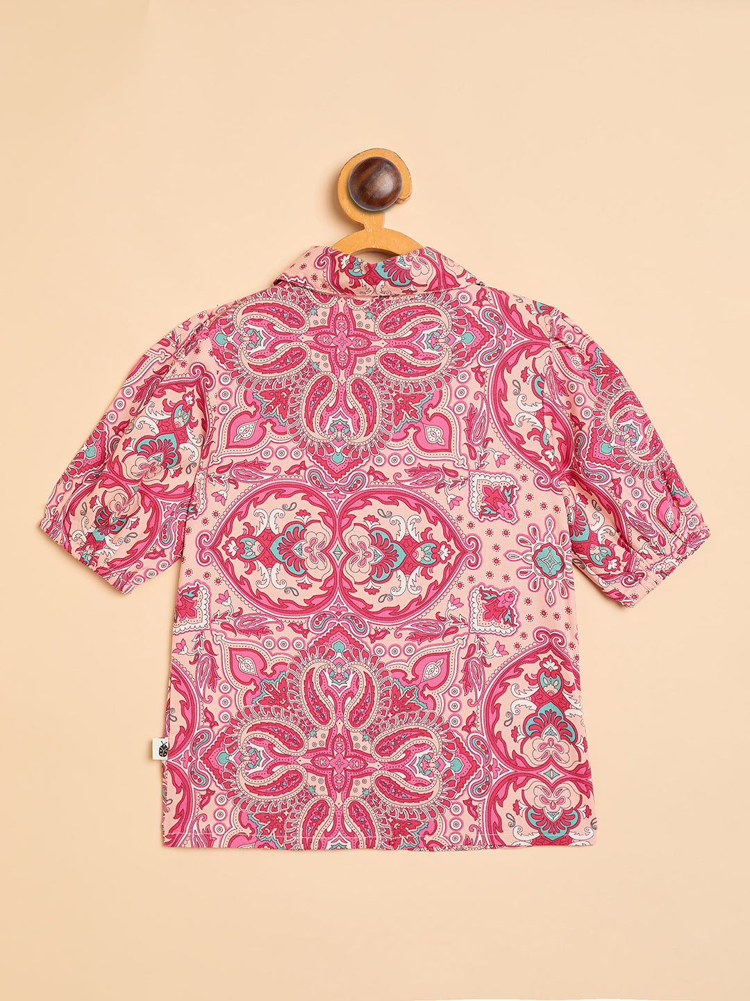 Girls Waist Length All over Print Top - Pink