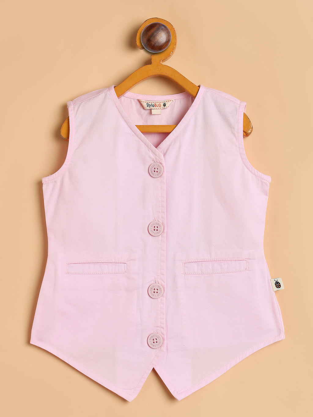 Girls High Hips Solid Top With Pants - Pink