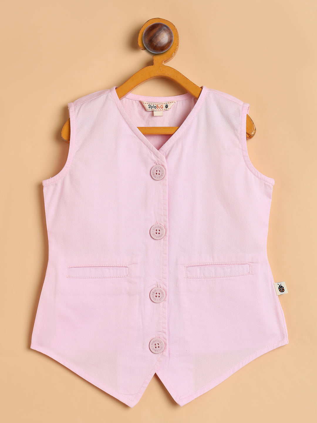 Girls High Hips Solid Top With Pants - Pink