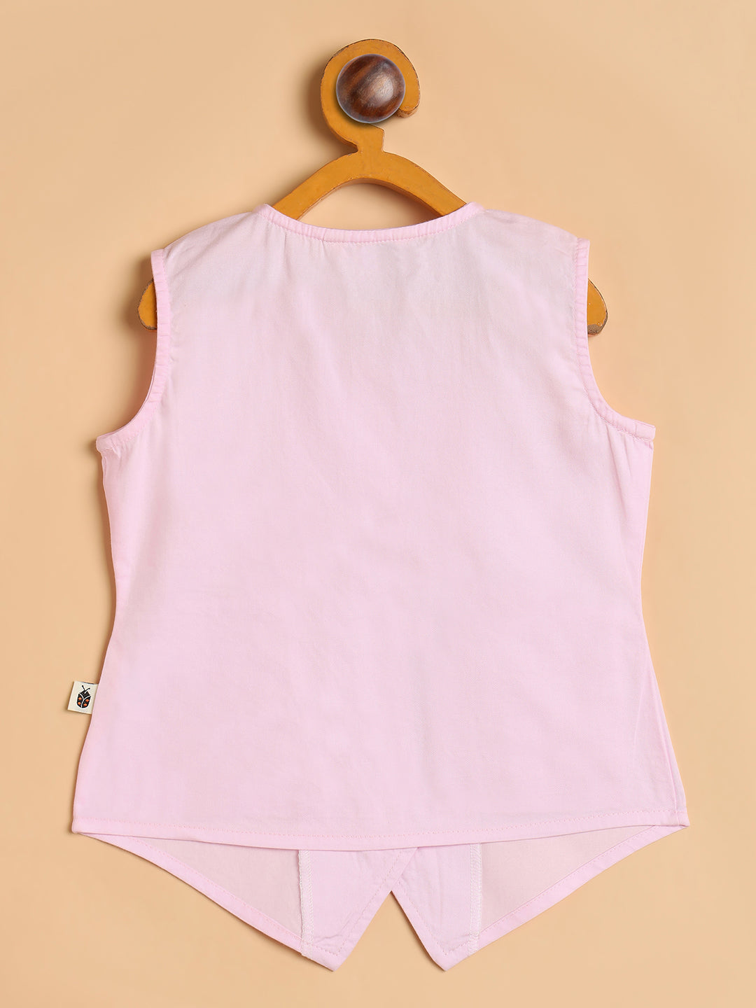Girls High Hips Solid Top With Pants - Pink