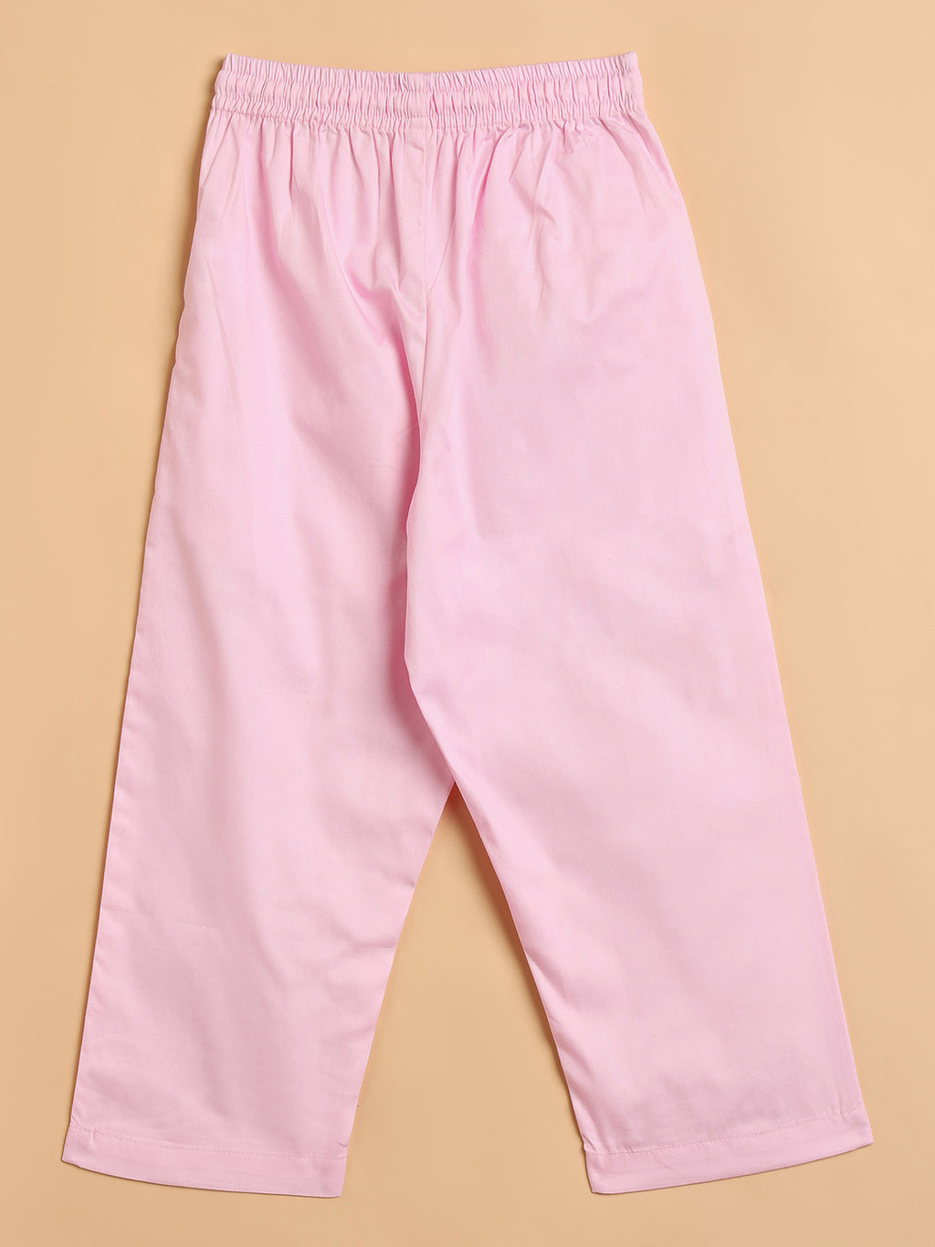 Girls High Hips Solid Top With Pants - Pink
