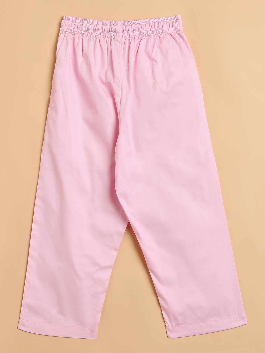 Girls High Hips Solid Top With Pants - Pink