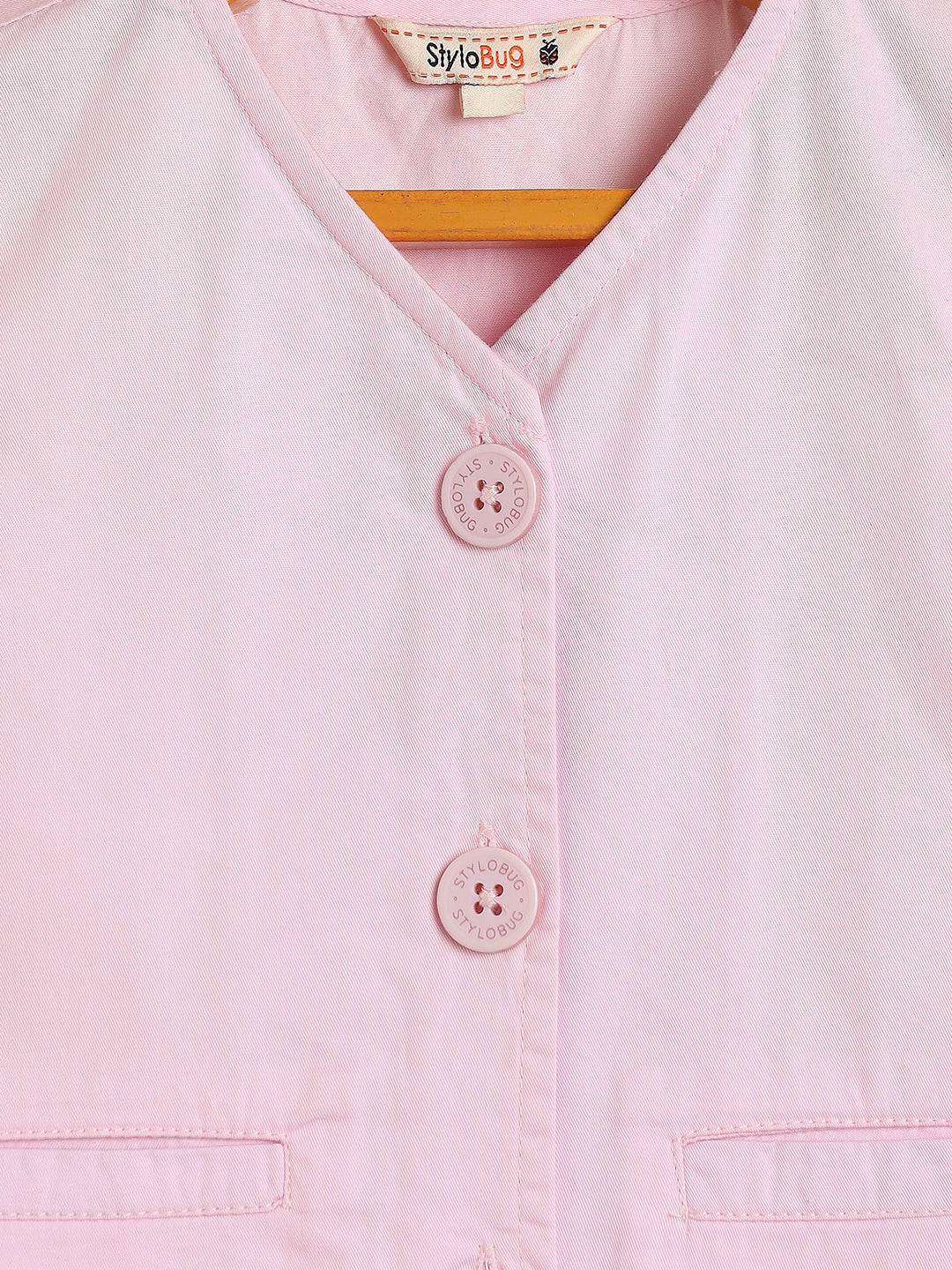 Girls High Hips Solid Top With Pants - Pink