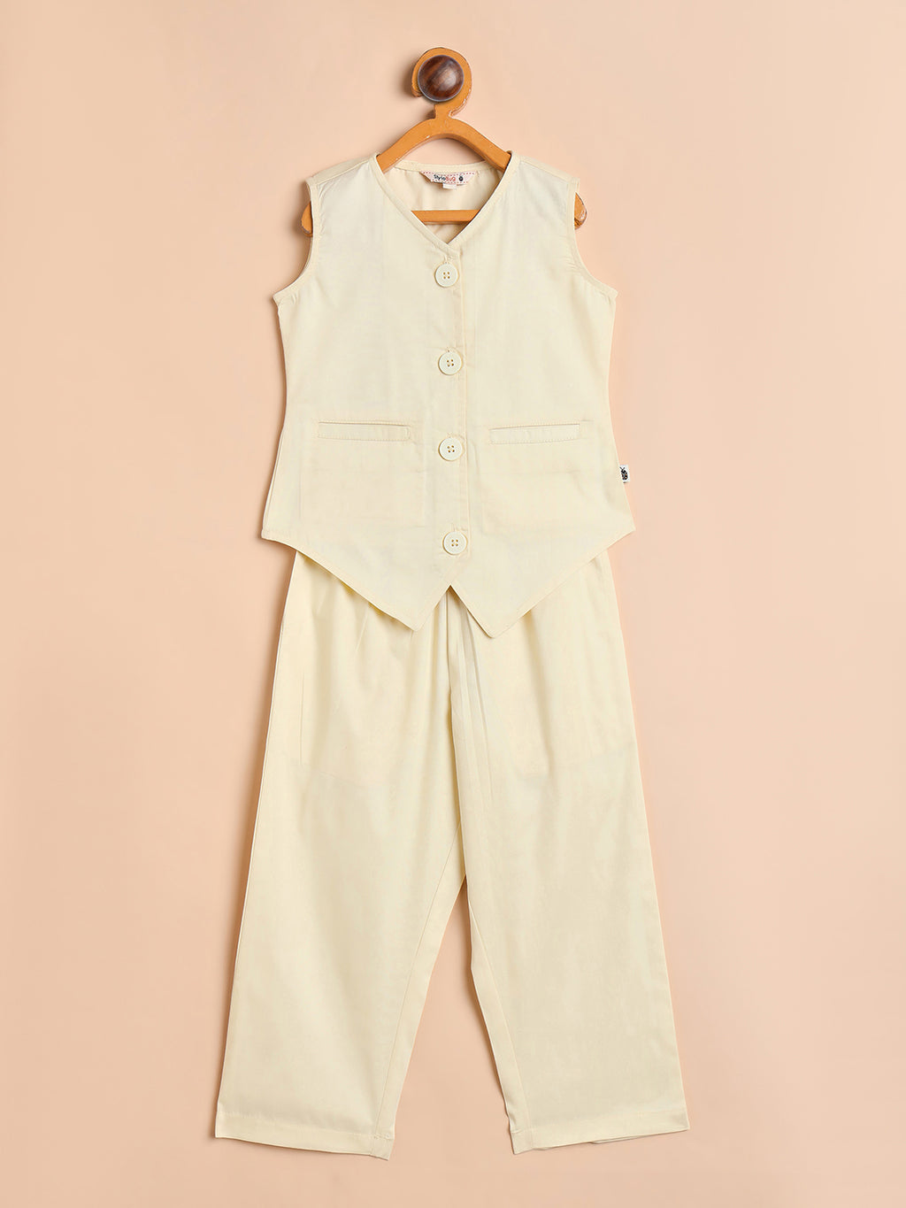 Girls High Hips Solid Top With Pants - Yellow