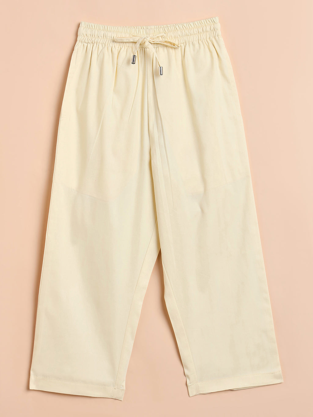 Girls High Hips Solid Top With Pants - Yellow