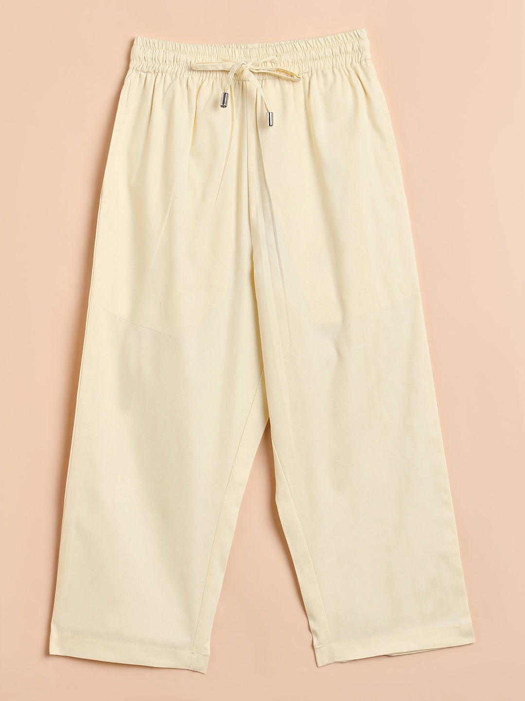 Girls High Hips Solid Top With Pants - Yellow