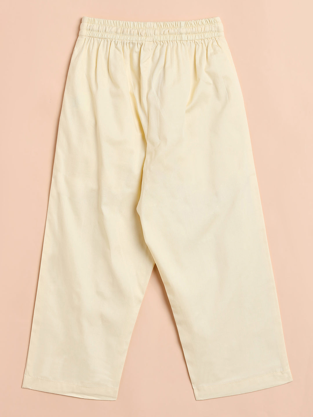 Girls High Hips Solid Top With Pants - Yellow