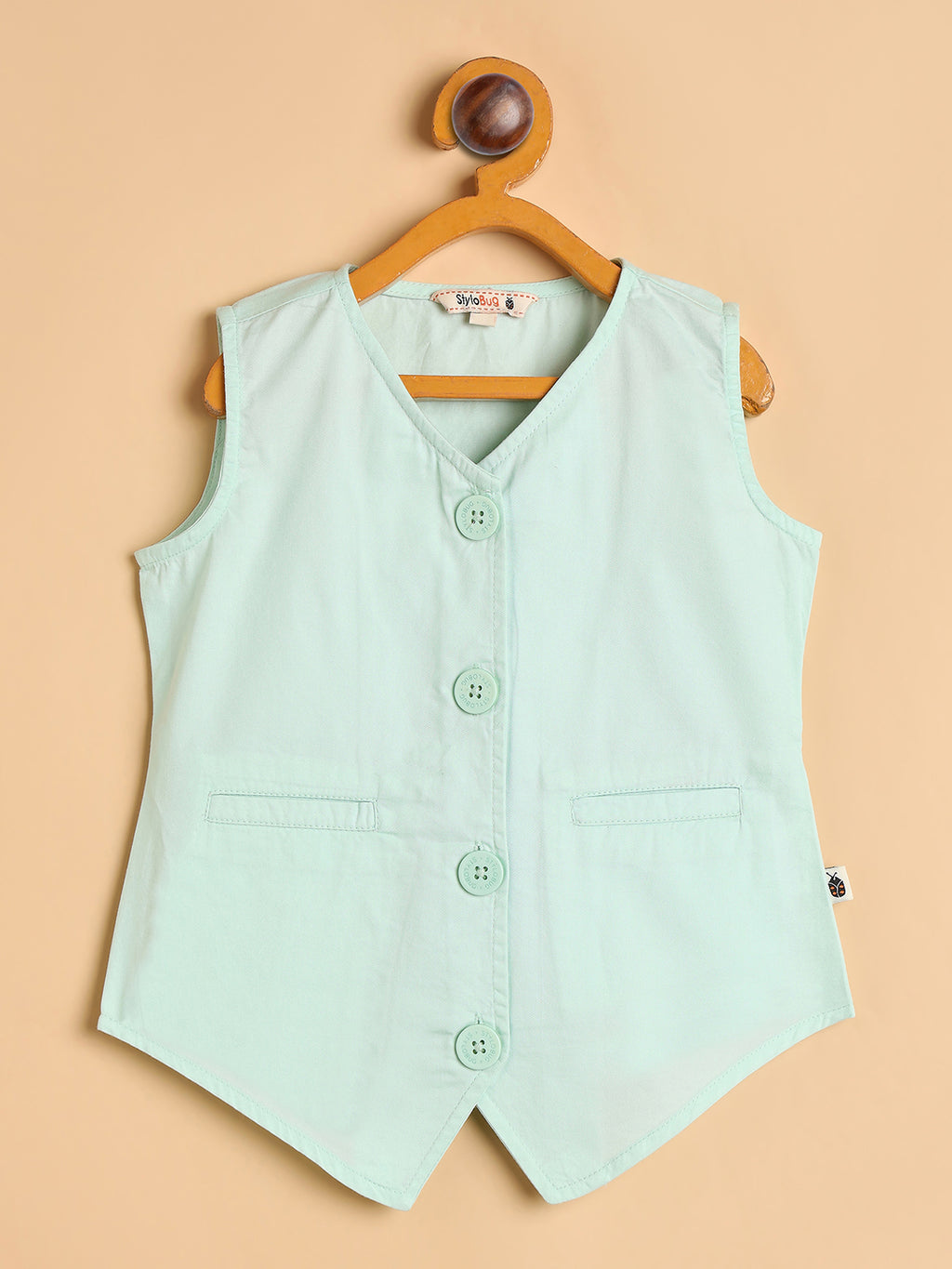 Girls High Hips Solid Top With Pants - Green