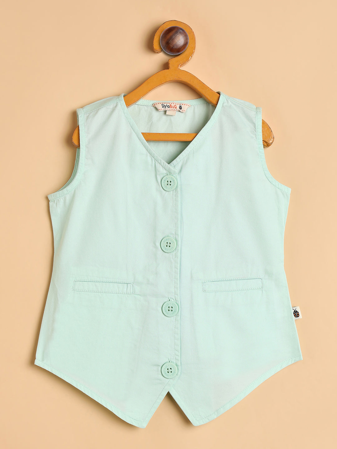 Girls High Hips Solid Top With Pants - Green