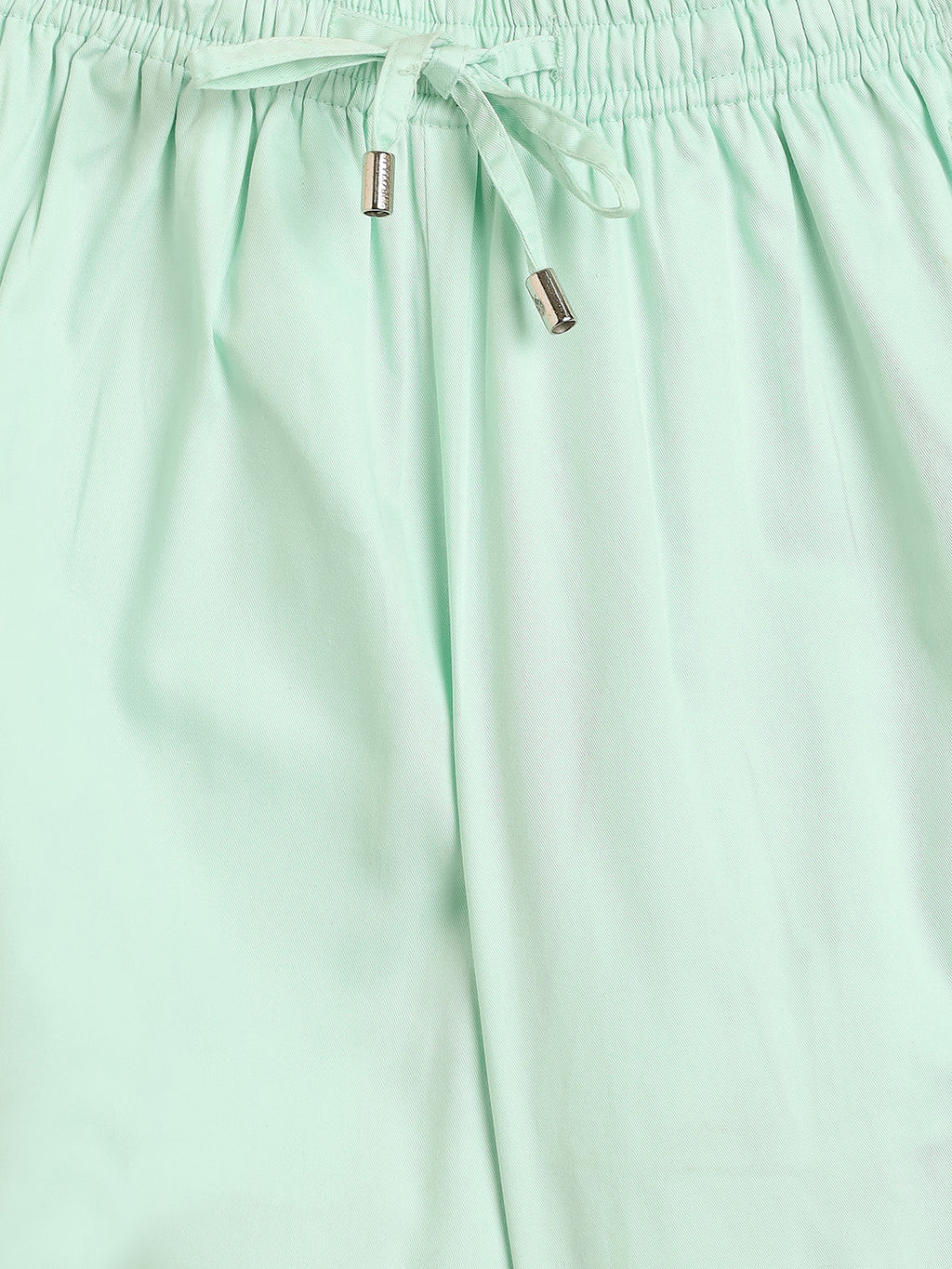 Girls High Hips Solid Top With Pants - Green