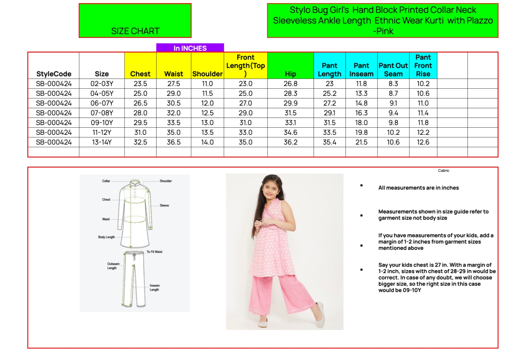 Girls Ankle Length Printed Kurti Set - Pink