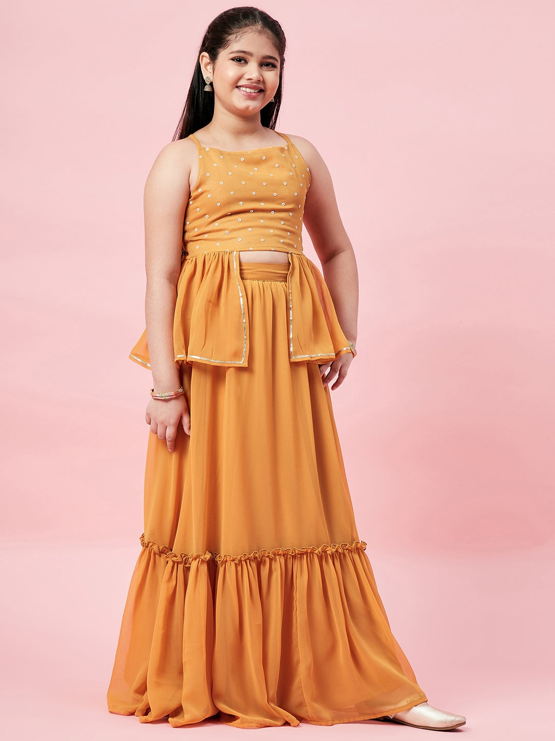 Girls Ankle Length Embroidery Lehenga Choli - Multi