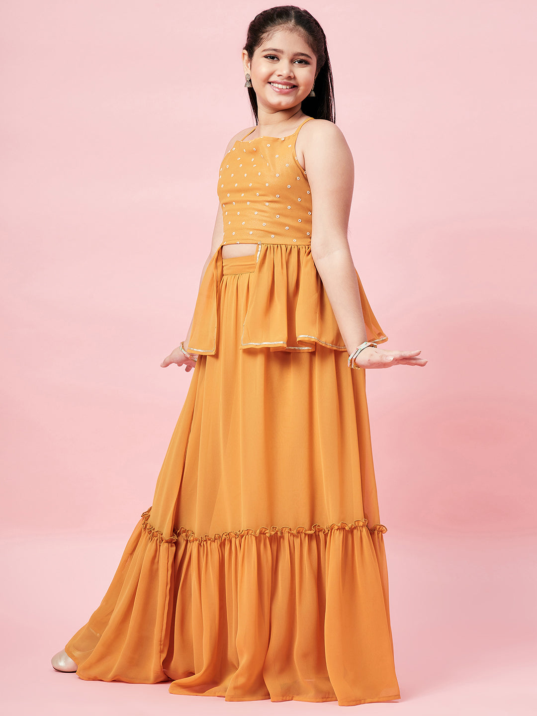 Girls Ankle Length Embroidery Lehenga Choli - Multi