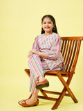 Girls Knee Length Printed Kurti Set - Pink
