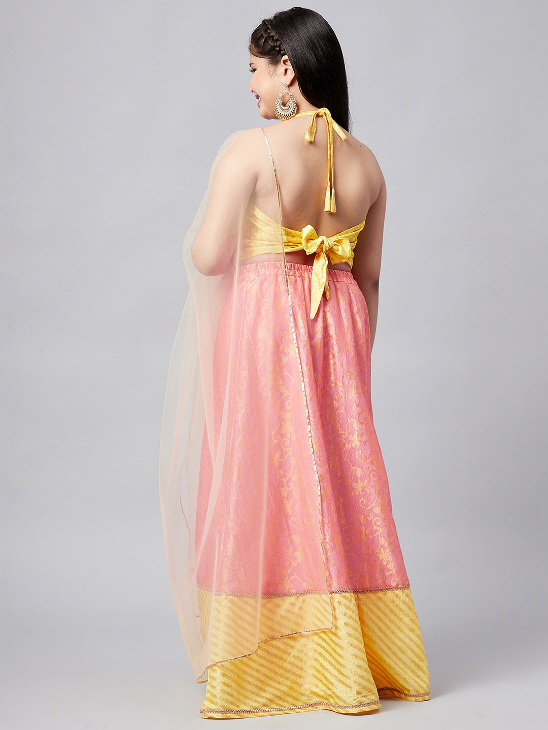 Girls Ankle Length Printed Lehenga Choli - Pink