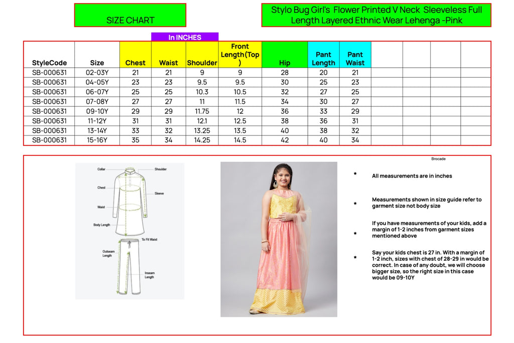 Girls Ankle Length Printed Lehenga Choli - Pink