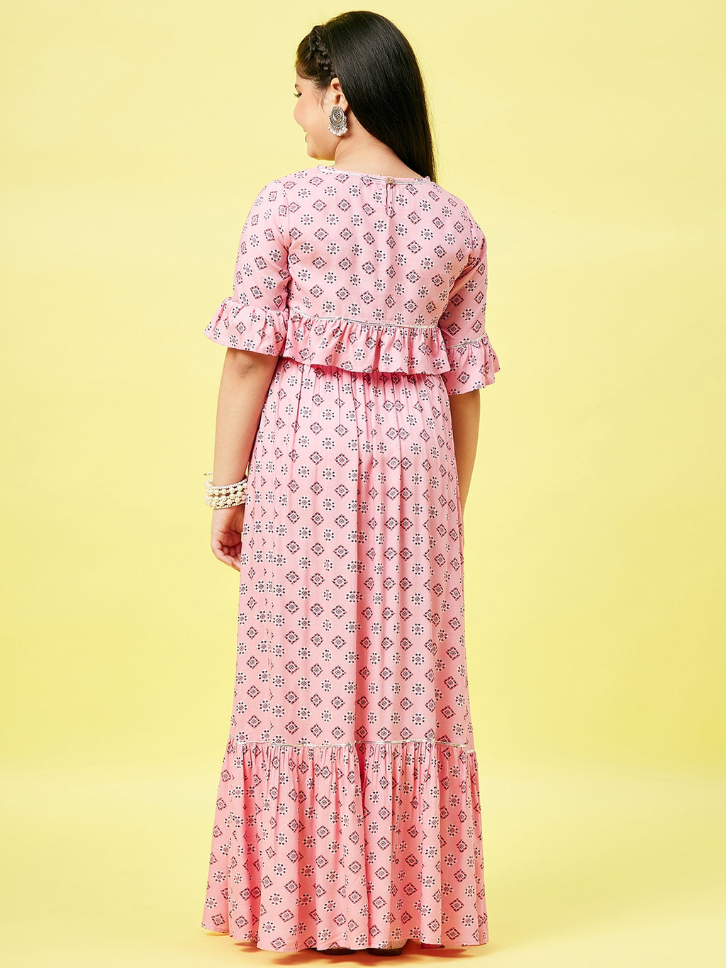 Girls Ankle Length Printed Lehenga Choli - Pink