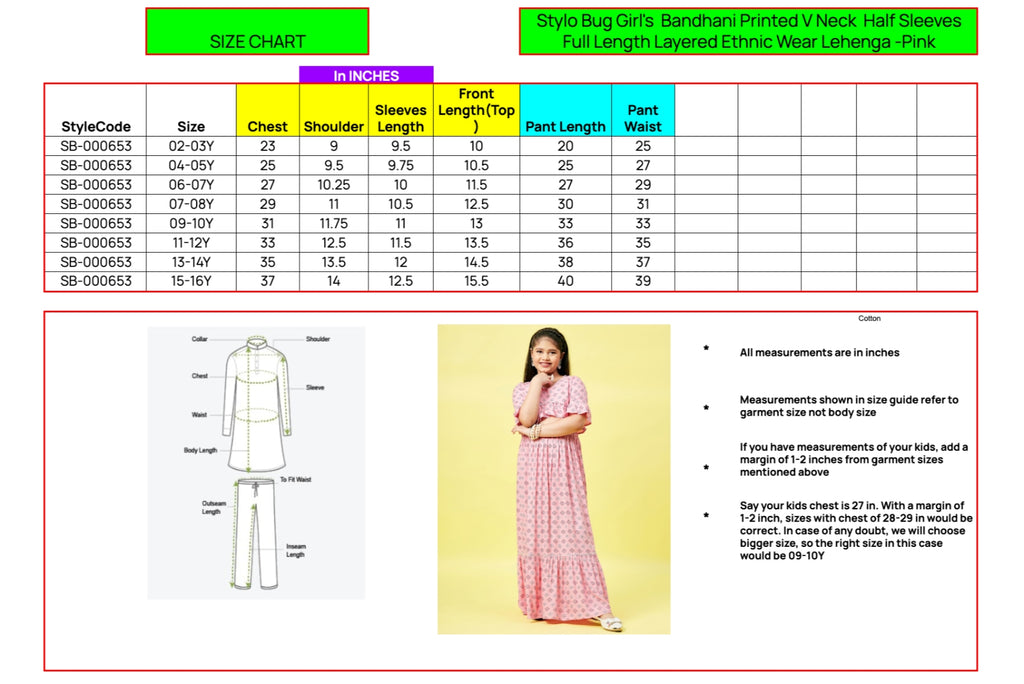 Girls Ankle Length Printed Lehenga Choli - Pink