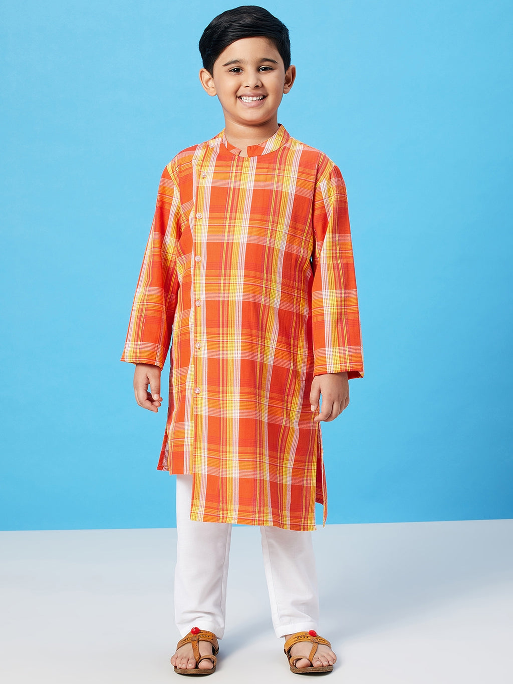 Boys Knee Length Printed Kurta Set - Multi
