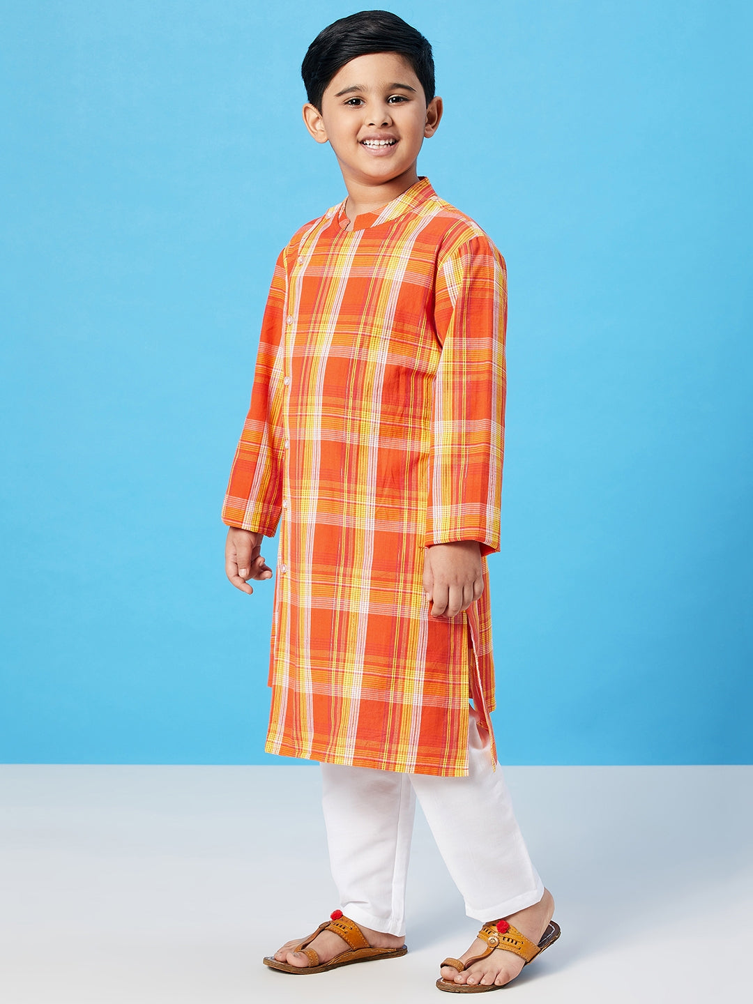 Boys Knee Length Printed Kurta Set - Multi