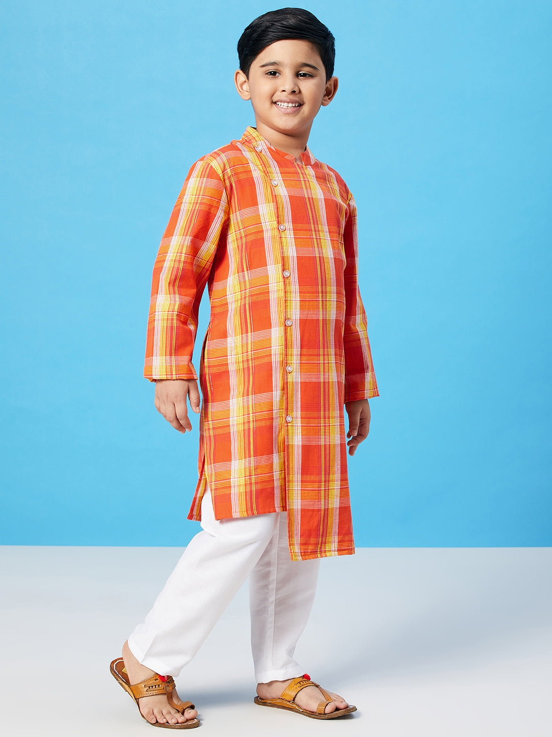 Boys Knee Length Printed Kurta Set - Multi