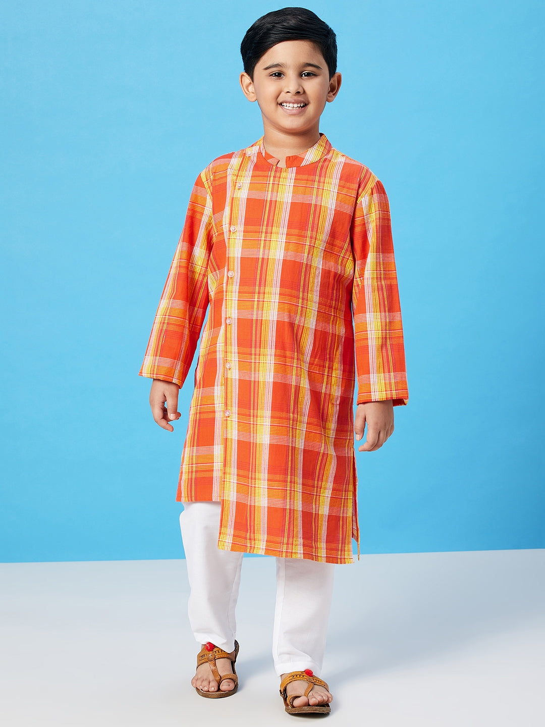 Boys Knee Length Printed Kurta Set - Multi