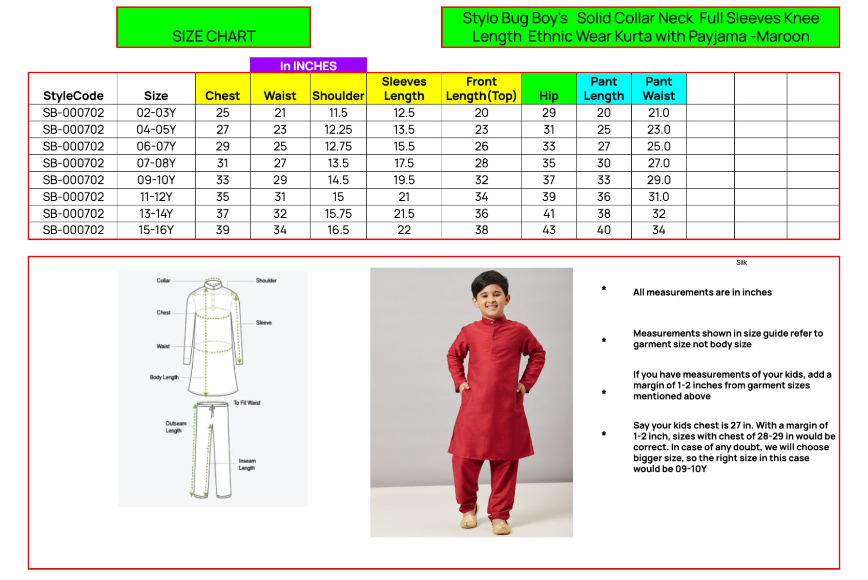 Boys Knee Length Solid Kurta Set - Maroon