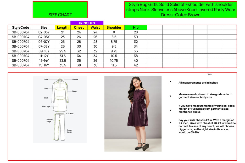 Girls Above Knee Solid Dress - Brown