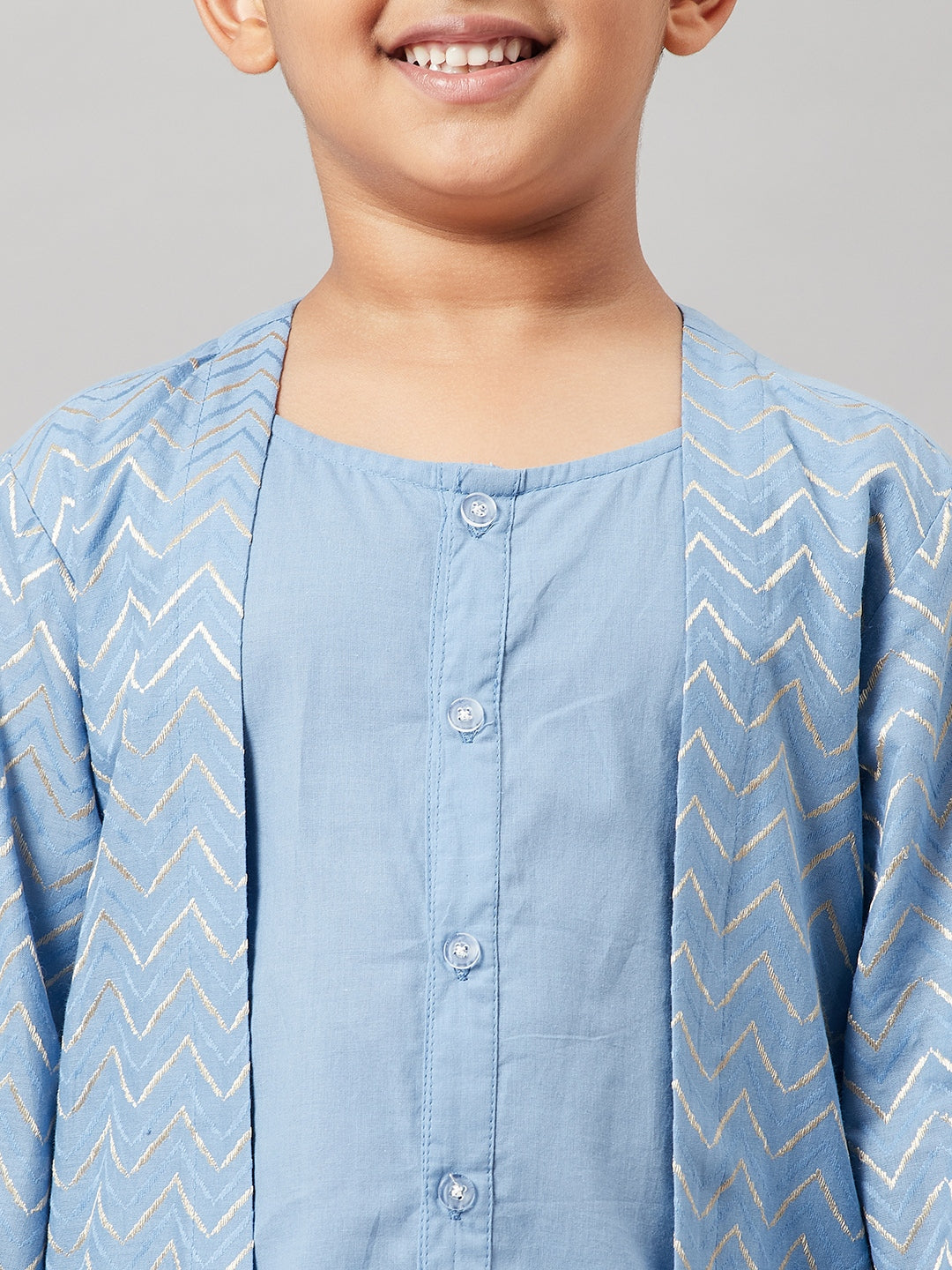 Boys Ankle Length Solid Kurta Set - Blue