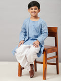 Boys Ankle Length Solid Kurta Set - Blue