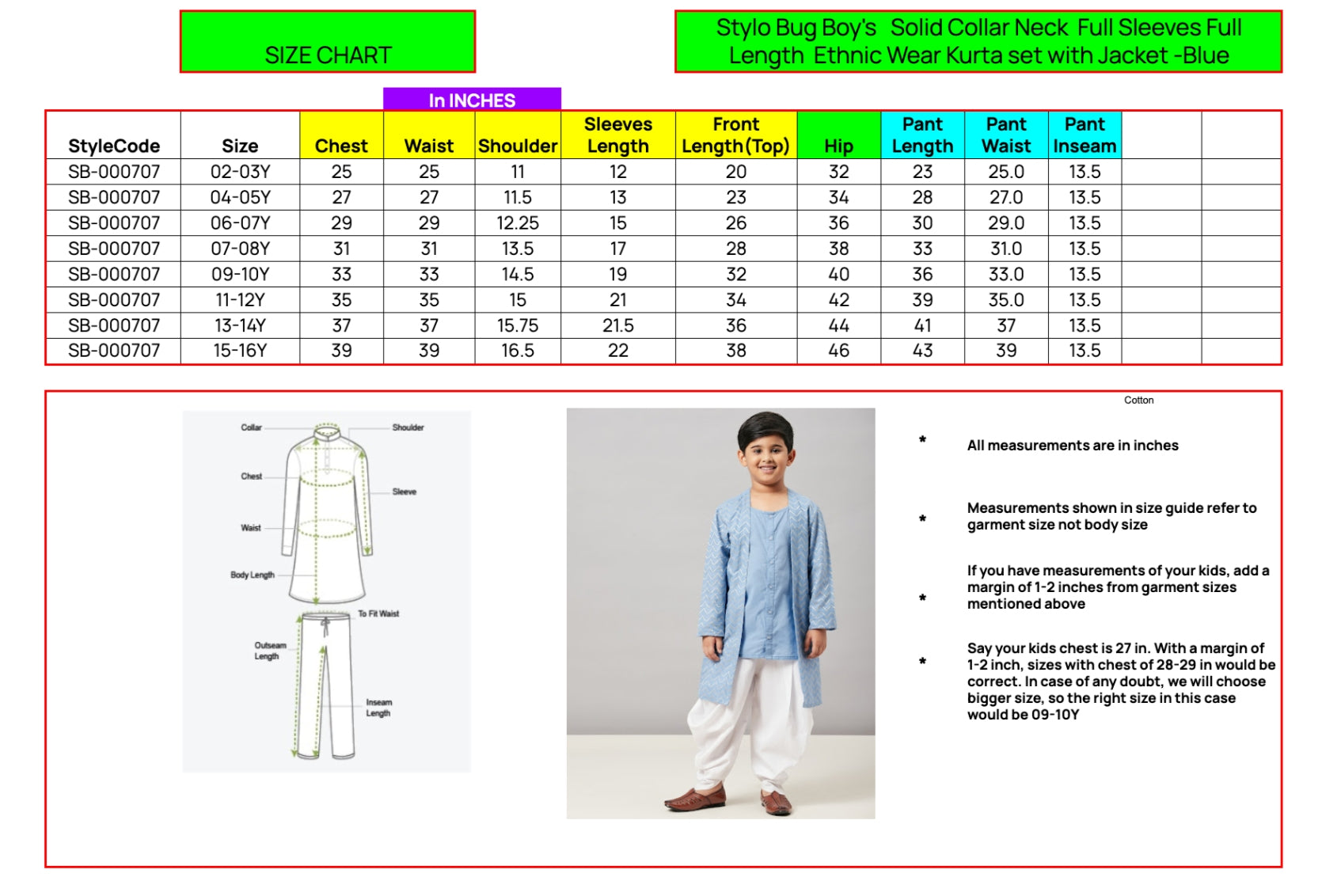 Boys Ankle Length Solid Kurta Set - Blue