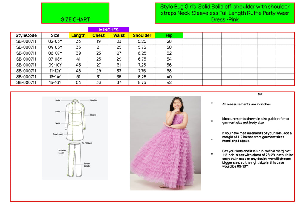 Girls Ankle Length Solid Dress - Pink