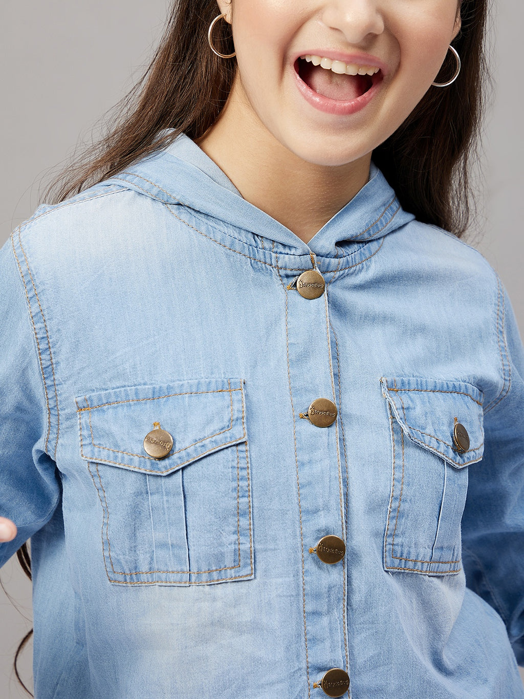 Girls Ankle Length Solid Top With Pants - Blue